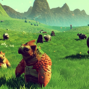 No Man's Sky, pikkueliöitä ruohokentällä